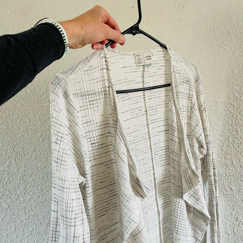 Anthropologie Saturday Sunday Grey & White Soft Duster Cardigan - Picture 5 of 16
